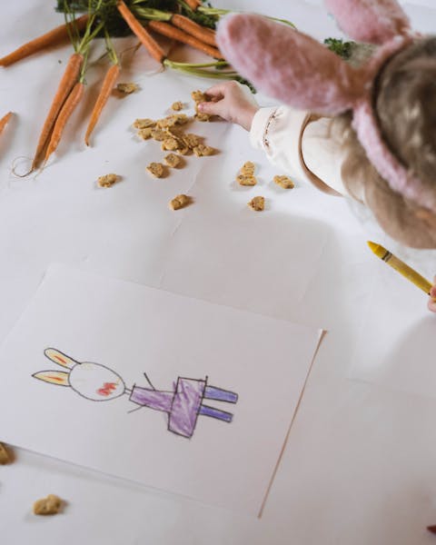 A child's drawing of a bunny