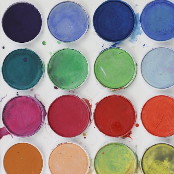 A colorful watercolor paint palette